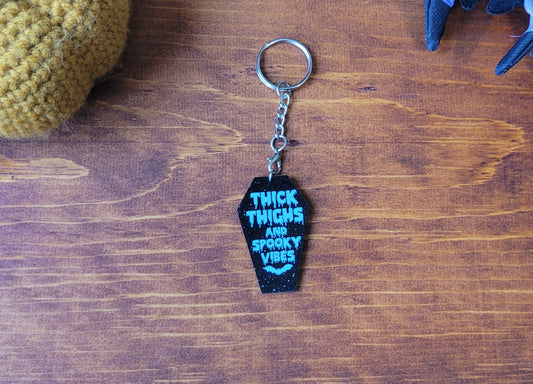 Thick Thighs and Spooky Vibes Keychain