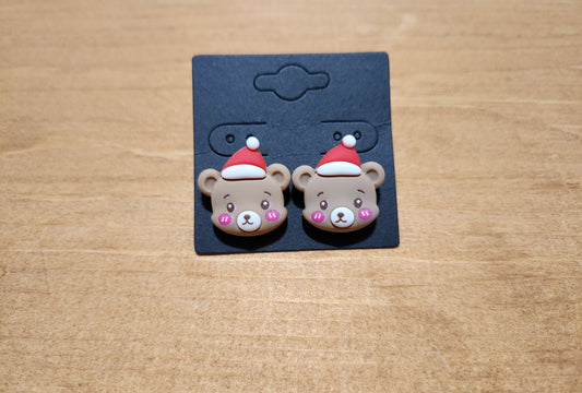 Christmas bear stud earrings