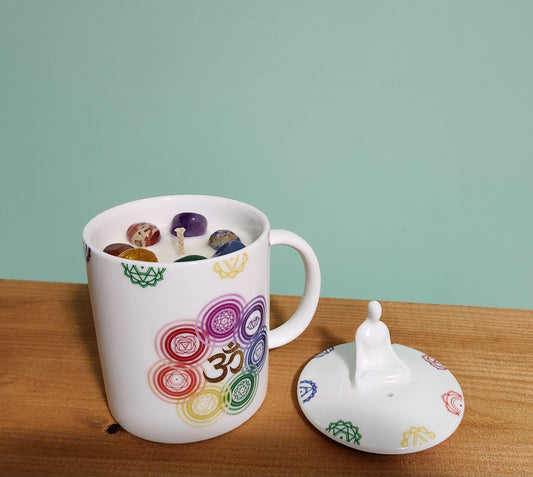 Chakra w/ Gemstones - Coffee Mug, Candle & incense holder Combo