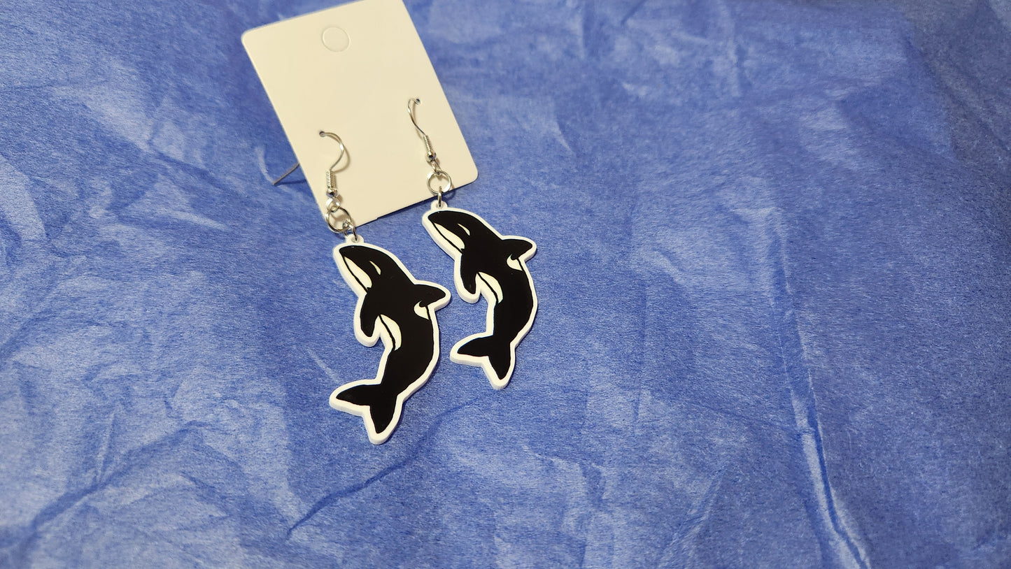 Custom Art Orca Whale Earrings