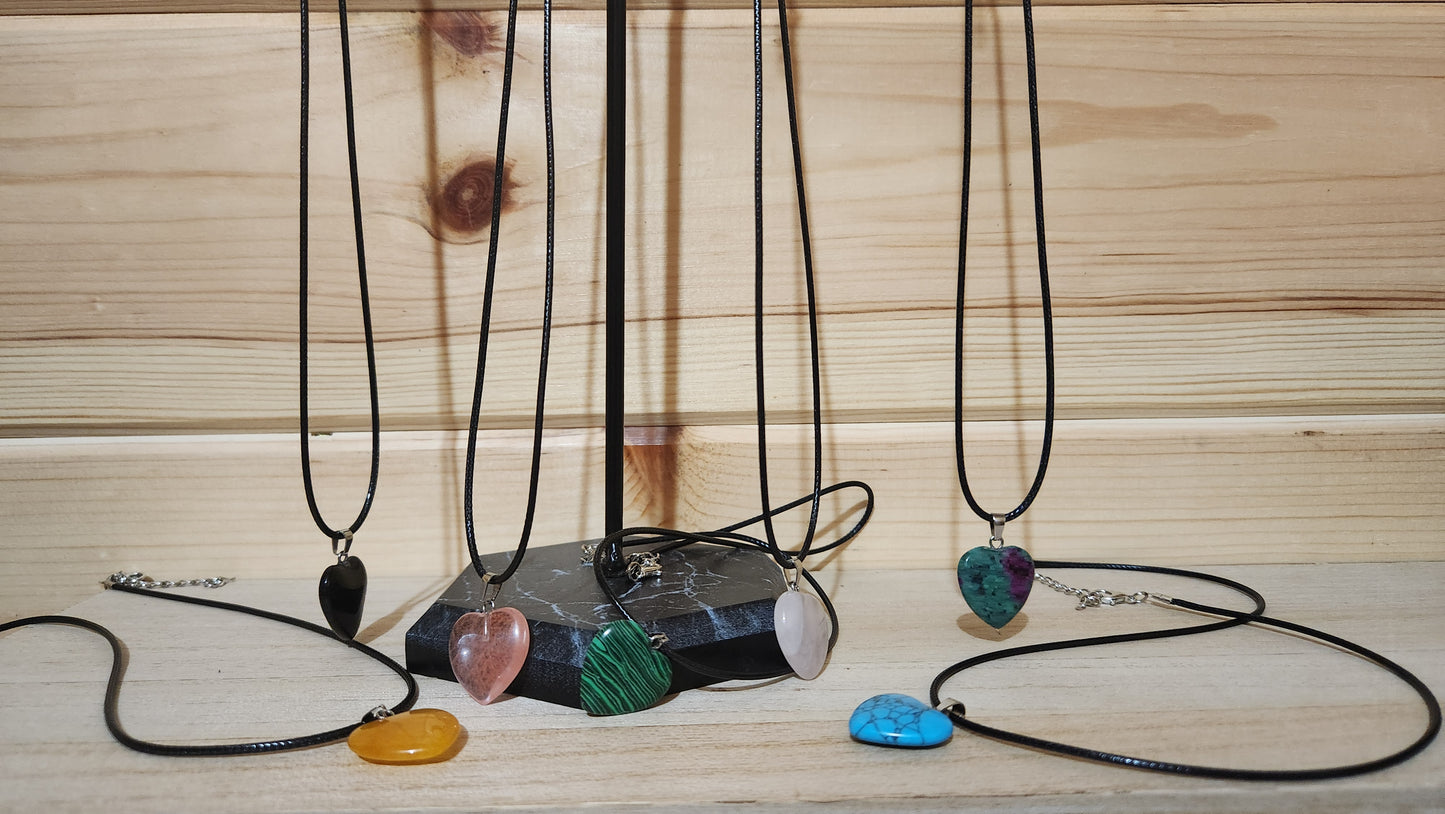 Assorted Stone Heart Necklaces