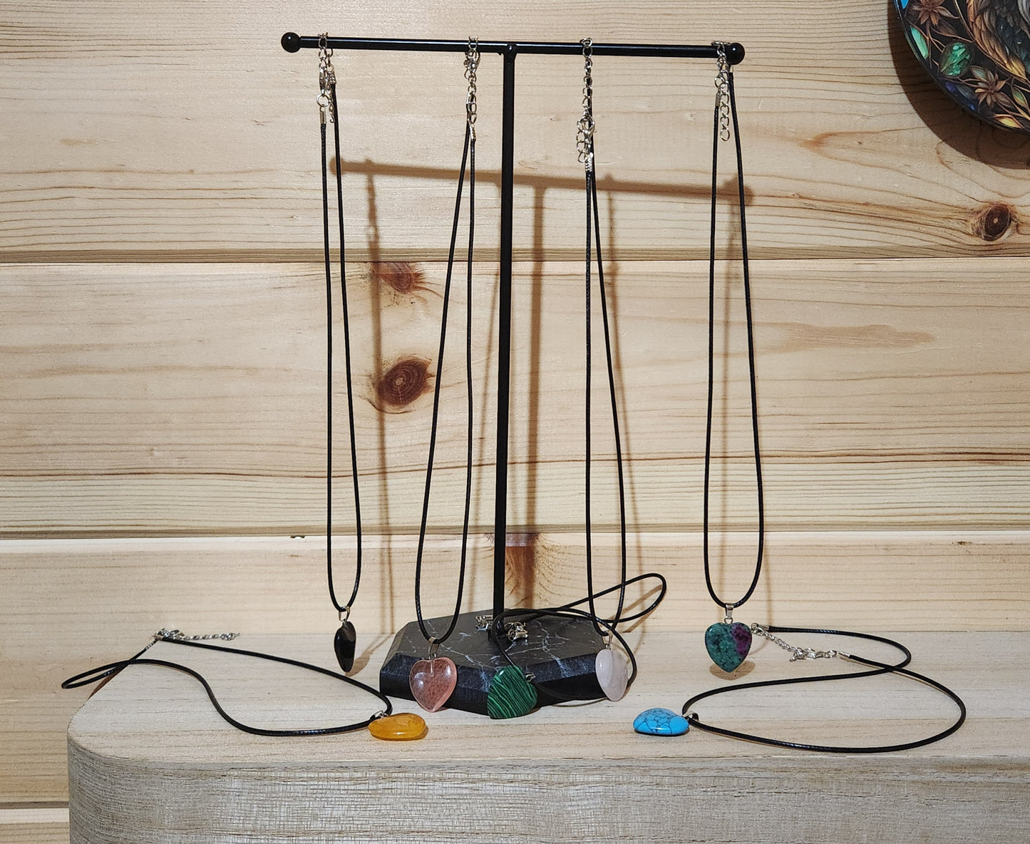 Assorted Stone Heart Necklaces