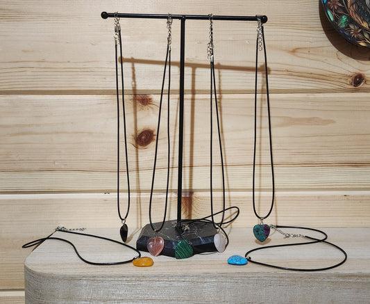 Assorted Stone Heart Necklaces