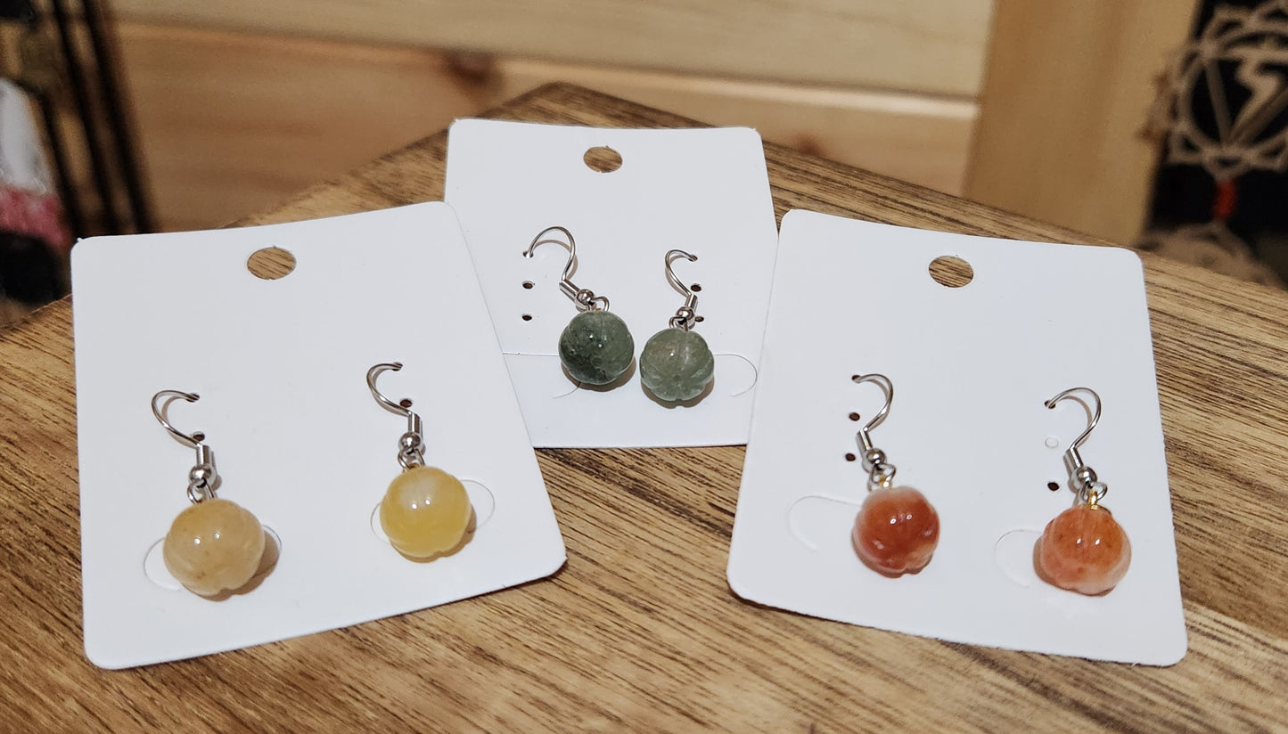 Mini Stone Pumpkin Earrings