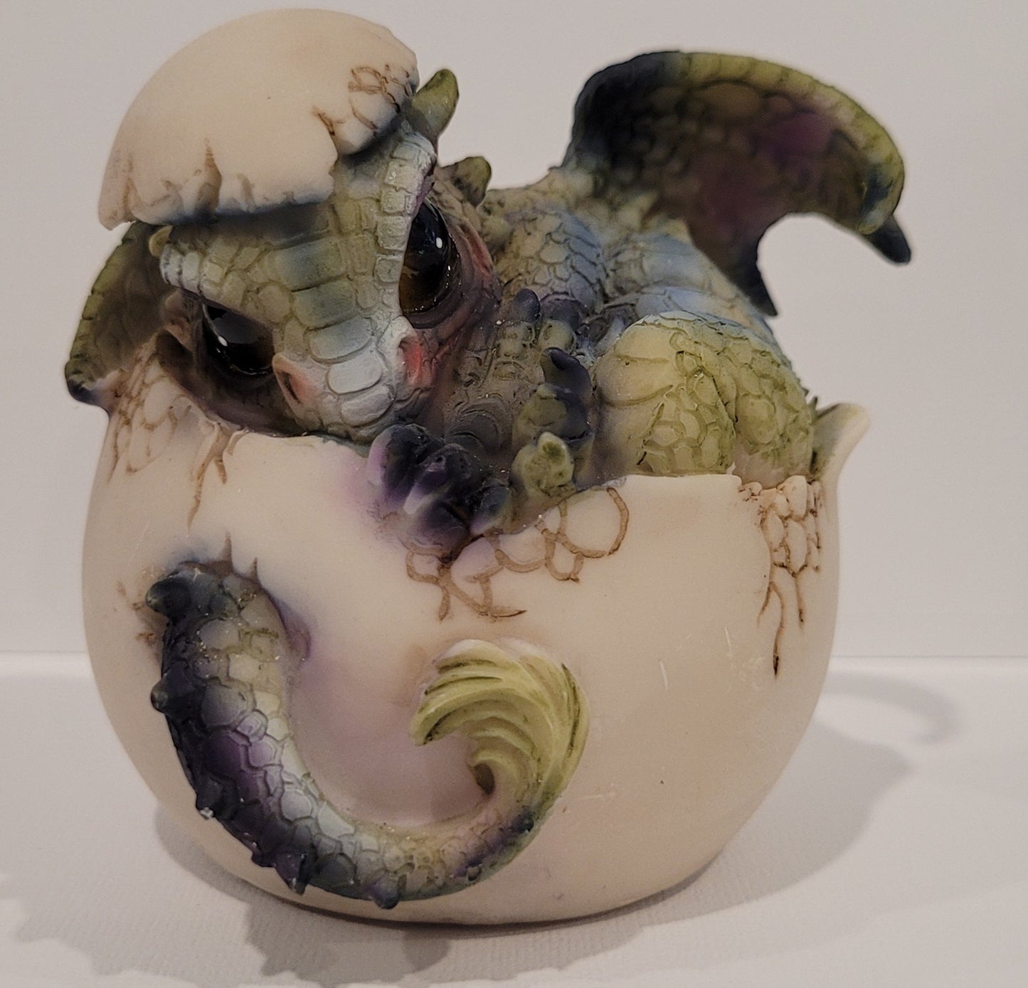 RESIN DRAGON - HATCHING- GREEN & BLUE- 3.25X3"H.