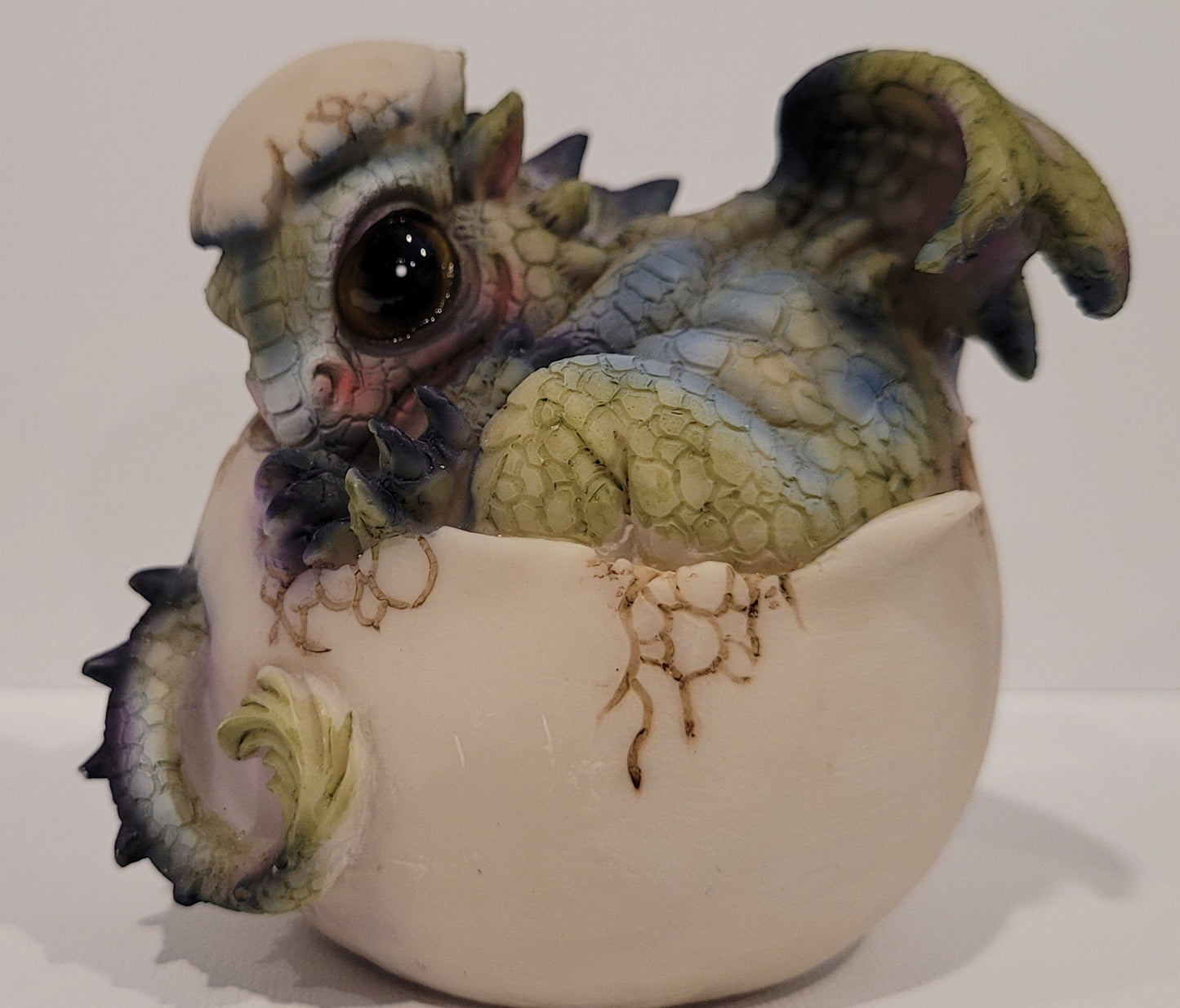 RESIN DRAGON - HATCHING- GREEN & BLUE- 3.25X3"H.